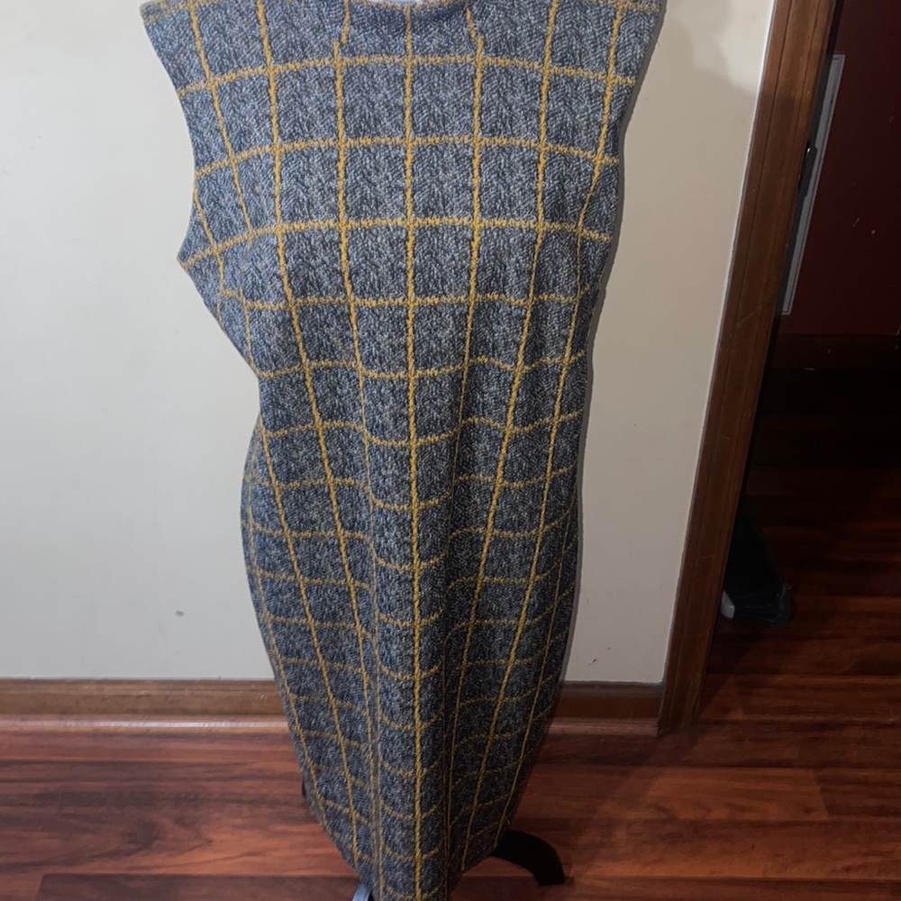 Women’s sleeveless, professional sophisticated sheath dress.